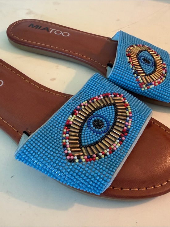 Miatoo Shoes - Blue Beaded Slide Sandals size 6